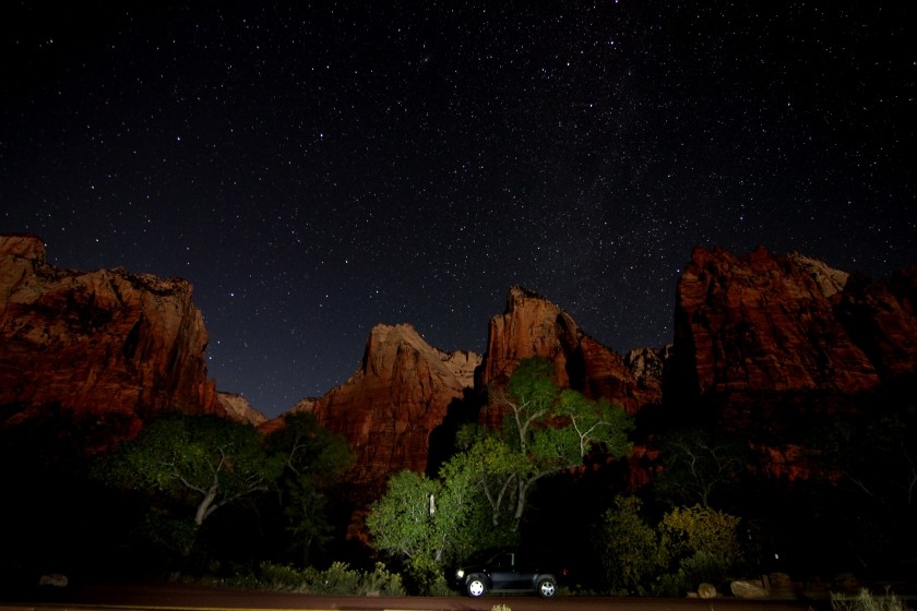 Zion NP Court Of The Patriarchs At Night